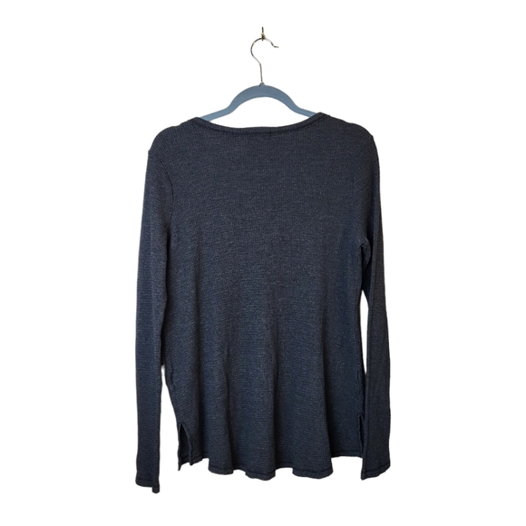 Anthropologie T La Nadia Gray Cutout Waffle Knit Thermal Size Small - Picture 3 of 8